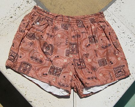 Vintage 50s Ethnic Print Cotton Swim Trunks M